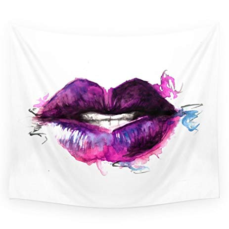 463x463 Society6 Watercolor Lips Wall Tapestry Small 51 X 60 - Watercolor Lips