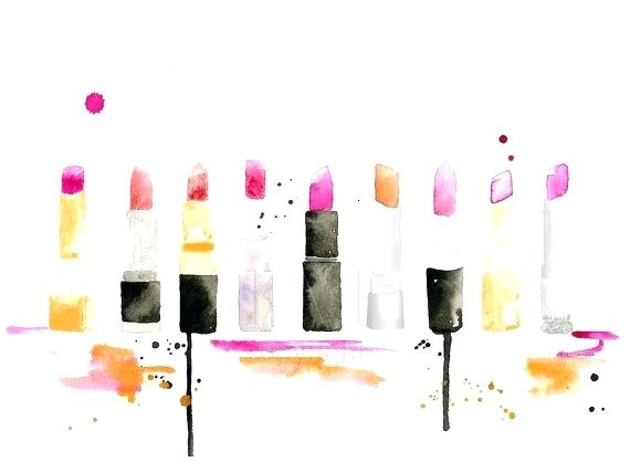 570x428 Lipstick Wall Art Red Lips Watercolor Print Fashion Poster - Watercolor Lipstick