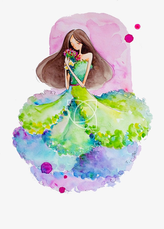 650x906 Little Girl, Hand Painted, Cartoon, Watercolor Png Image And - Watercolor Little Girl