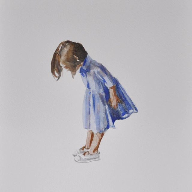640x640 Little Girl With New Shoes. Watercolor Watercolor - Watercolor Little Girl