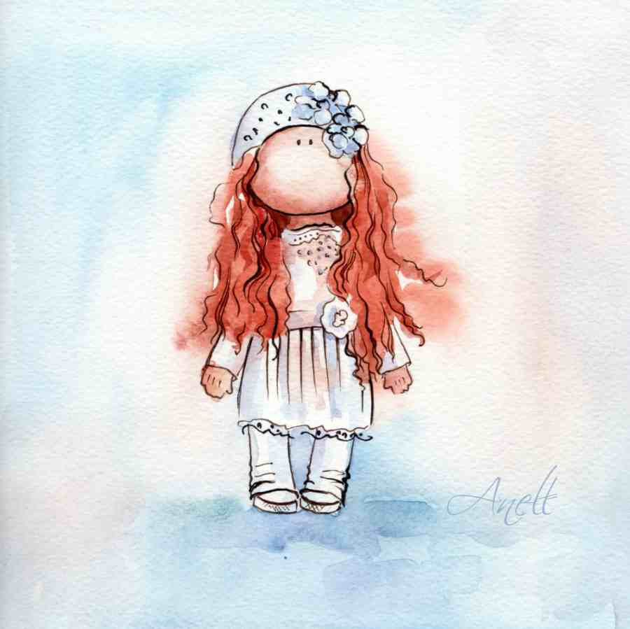 900x899 Red Haired Little Girl Watercolor Print Watercolor Painting Etsy - Watercolor Little Girl