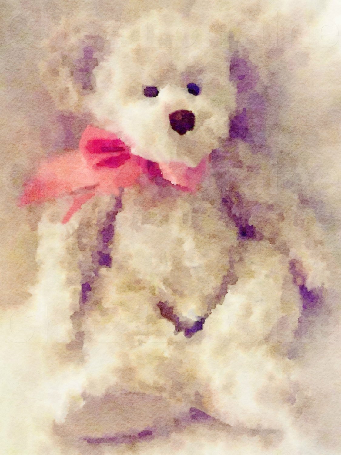 1125x1500 Tina Teddy Bear A Watercolor Fine Art Print, Nursery Watercolor - Watercolor Little Girl