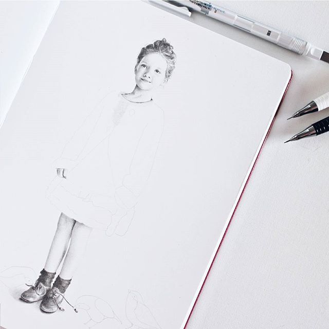 640x640 Little Girl, Little Bird. - Watercolor Little Girl