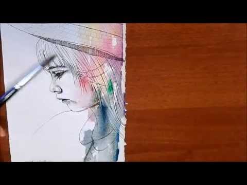 480x360 Little Girl - Watercolor Little Girl