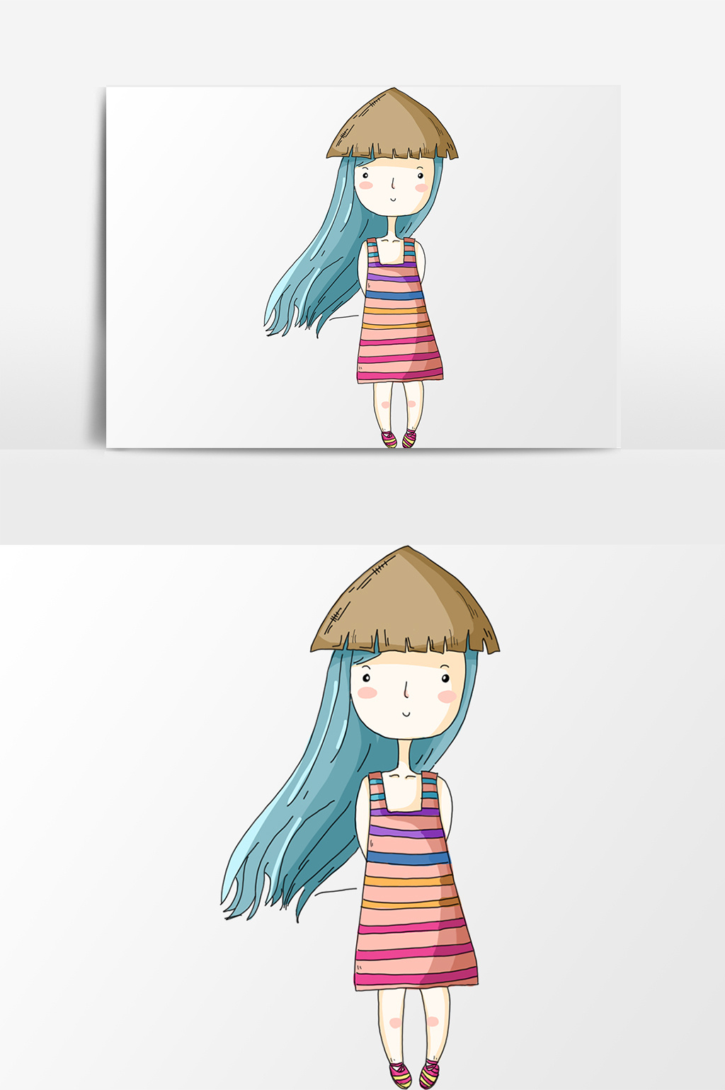 1024x1540 Cartoon Watercolor Little Girl Element Material Free Download - Watercolor Little Girl