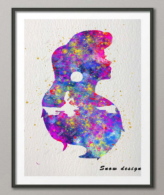 539x640 Original Watercolor Little Mermaid Ariel Poster Print Pictures - Watercolor Little Mermaid