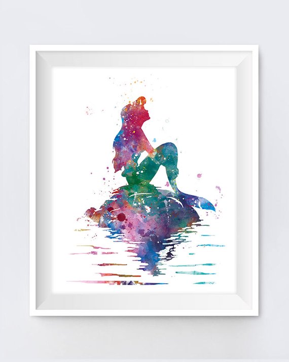 570x713 Princess Ariel Art Print Ariel Little Mermaid Watercolor Etsy - Watercolor Little Mermaid