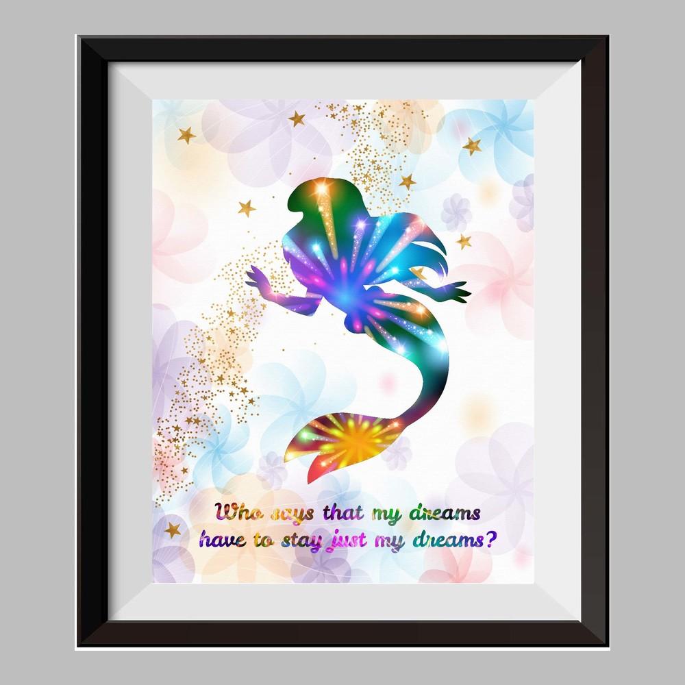 1000x1000 Princess Ariel The Little Mermaid Watercolor Print Nursery Decor - Watercolor Little Mermaid