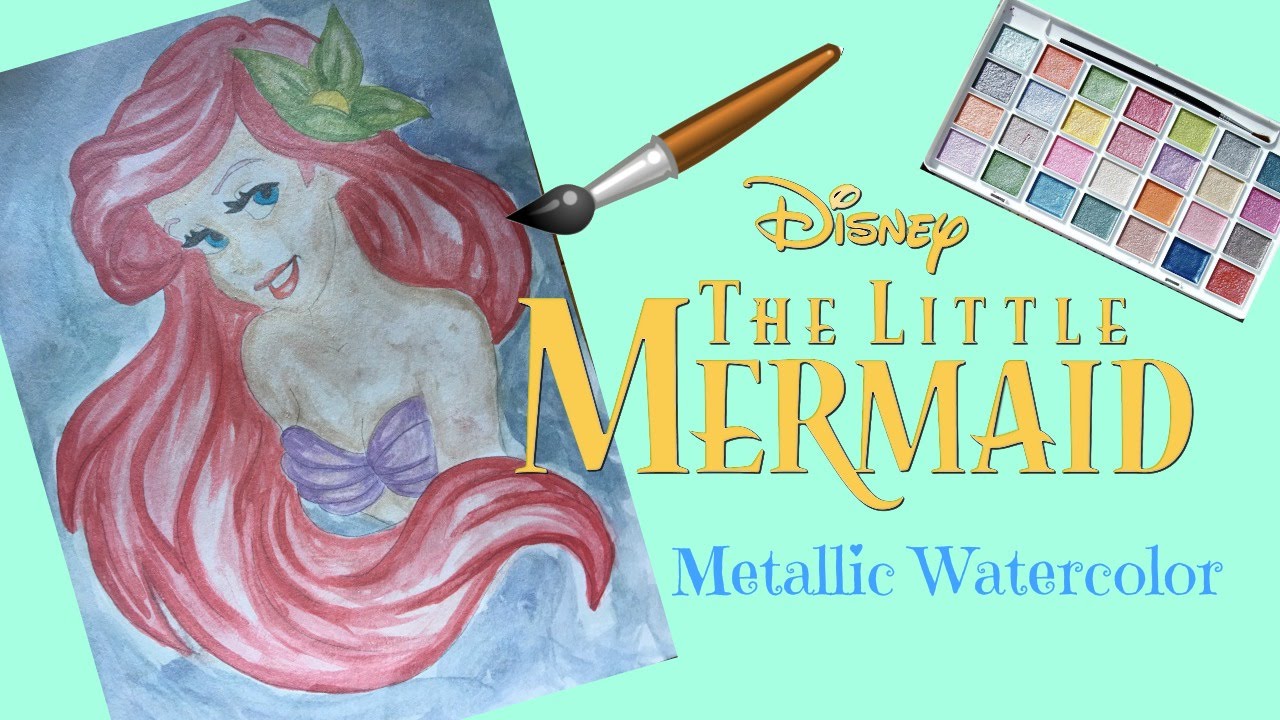 1280x720 The Little Mermaid Ariel Metallic Watercolor Bubbiepop Coloring - Watercolor Little Mermaid