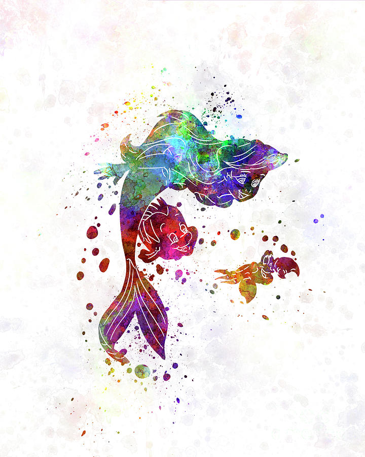 720x900 The Little Mermaid Watercolor Art Painting By Pablo Romero - Watercolor Little Mermaid