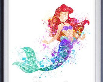 340x270 These Are Some Of My Favorite Things On Etsy. Disney Princess - Watercolor Little Mermaid