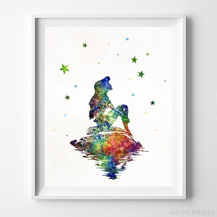 699x699 Ariel The Little Mermaid Type 3 Wall Art Disney Watercolor Poster - Watercolor Little Mermaid