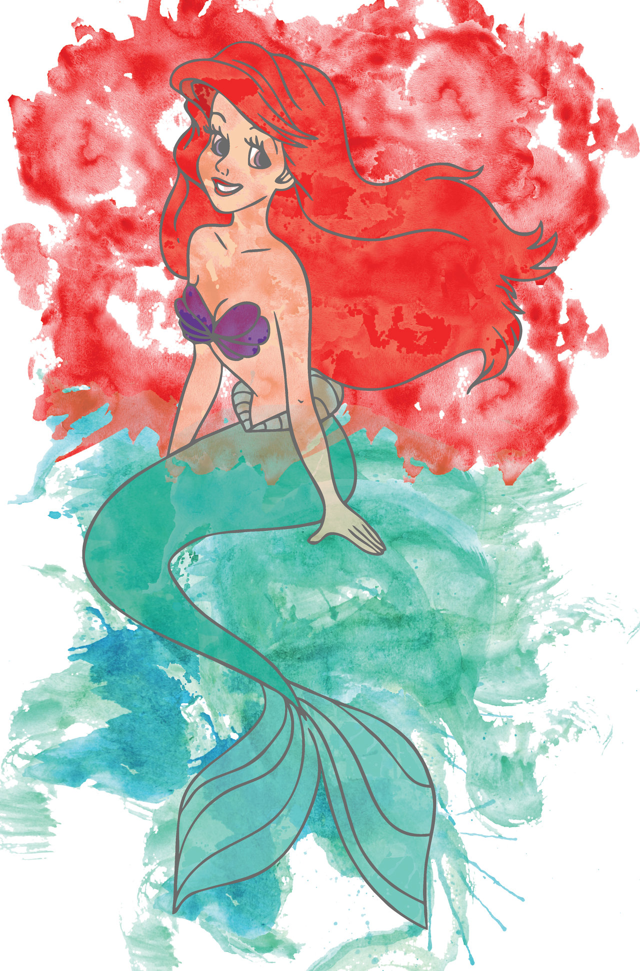 1280x1941 Ariel Watercolor By Jmascia - Watercolor Little Mermaid