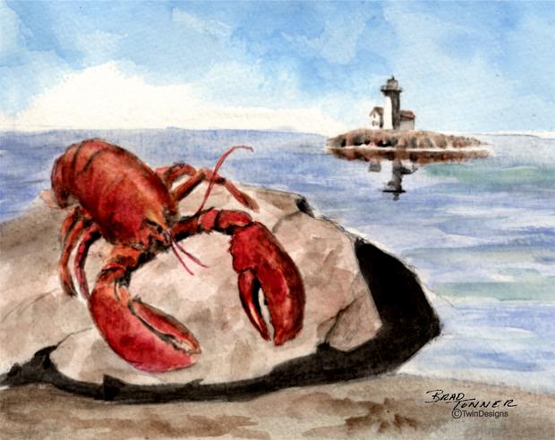 620x492 Lobster Note Cards Twindesigns Gift Shop - Watercolor Lobster