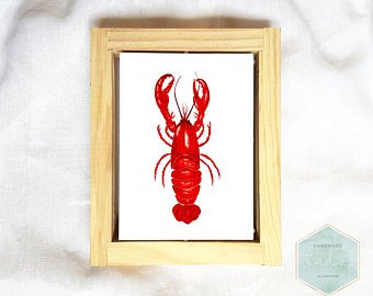 340x270 Lobster Watercolor Etsy - Watercolor Lobster