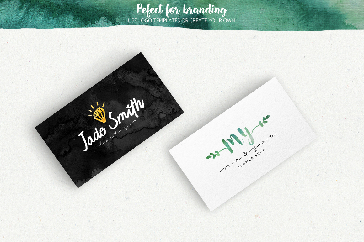 1160x772 Premade Watercolor Logo Creator Kit For Illustrator + Photoshop By - Watercolor Logo