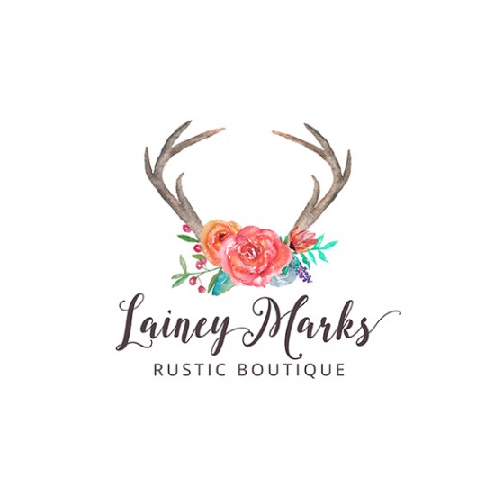 550x550 Antler Watercolor Logo Design - Watercolor Logo