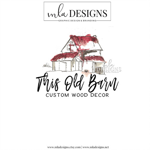498x498 Barn Logo, Farmhouse, Watercolor Logo - Watercolor Logo