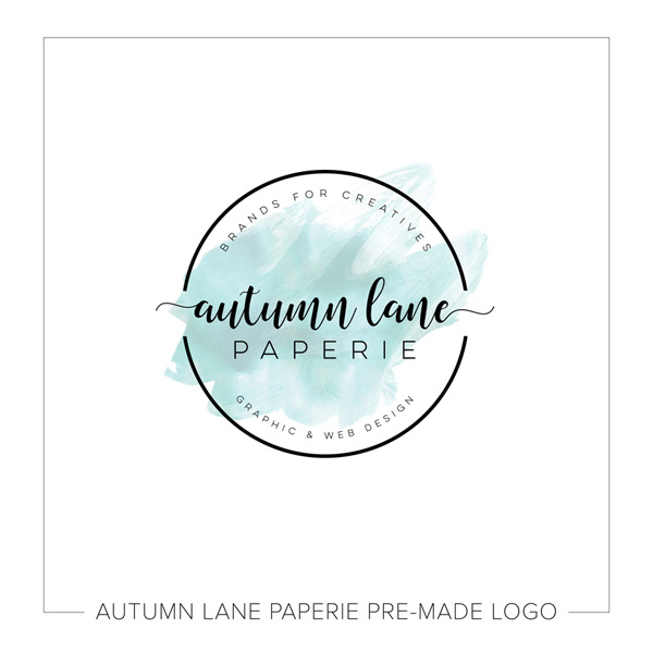 600x600 Black Badge Teal Watercolor Logo Autumn Lane Paperie - Watercolor Logo