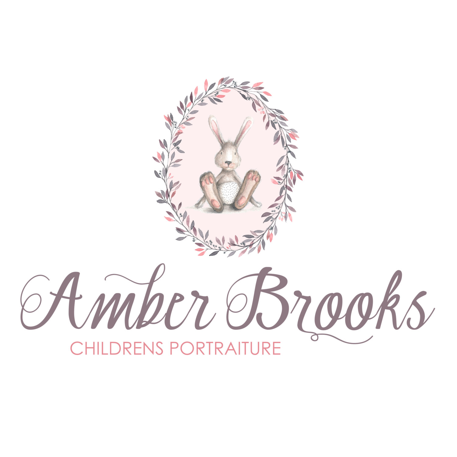 1500x1500 Bunny Wreath Watercolor Logo And Watermark Pl08 Posy Prints Design - Watercolor Logo