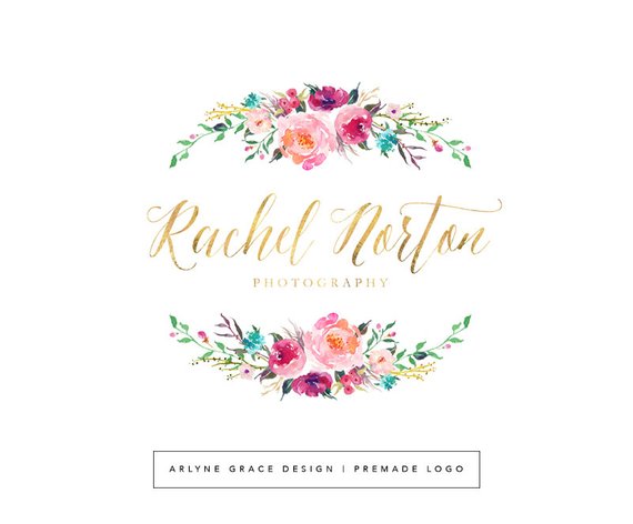 570x472 Premade Logo Logo Design Photography Logo Watercolor Etsy - Watercolor Logo Design