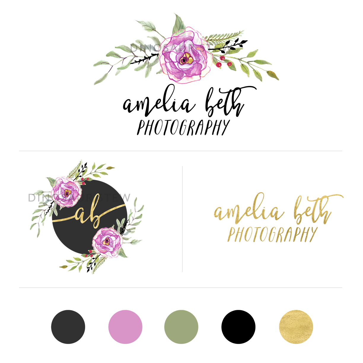 1224x1224 Purple Watercolor Floral Logo - Watercolor Logo Design