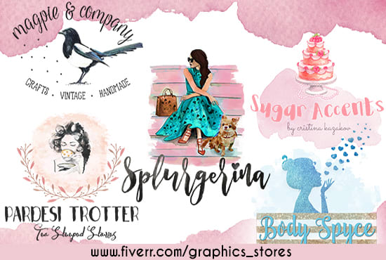 550x370 Do High Profile Feminine Watercolor Logo Design By Graphics Stores - Watercolor Logo Design