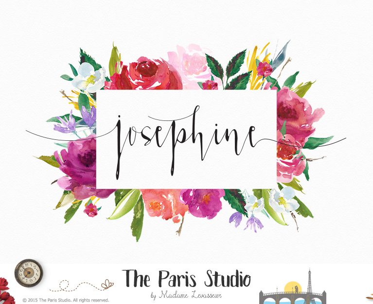767x626 Floral Logo Design Pre Made Logo Design By The Paris Studio - Watercolor Logo Maker