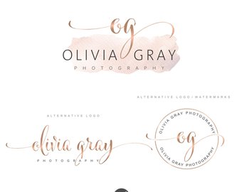 340x270 Premade Logo Branding Kit. Photography Logo Modern - Watercolor Logo Maker