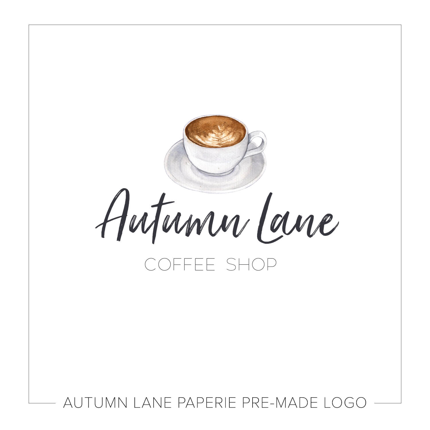 1500x1500 Tiny Coffee Cup Watercolor Logo J82 Autumn Lane Paperie - Watercolor Logo Maker