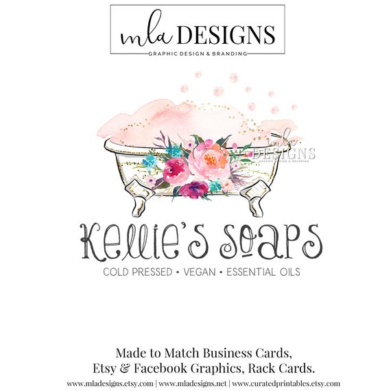 570x570 Bath Logo Soap Maker Logo Bath Bombs Logo Design Boutique Etsy - Watercolor Logo Maker