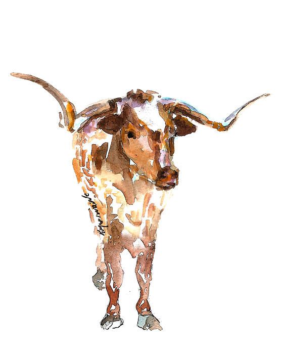 560x700 Longhorn Print - Watercolor Longhorn