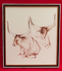 261x300 Klaus Meyer Gasters Texas Longhorn Cattle Cow Watercolor - Watercolor Longhorn