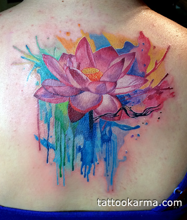 383x450 Watercolor Lotus Tattoo - Watercolor Lotus Tattoo