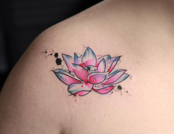 595x457 Watercolor Lotus Flower Tattoo - Watercolor Lotus Tattoo