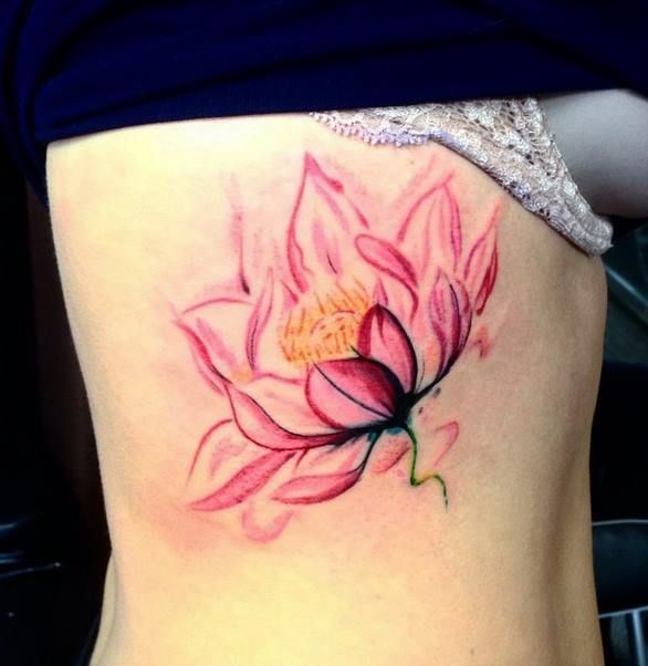 586x602 33 Watercolor Lotus Tattoo Designs Amazing Tattoo Ideas - Watercolor Lotus Tattoo
