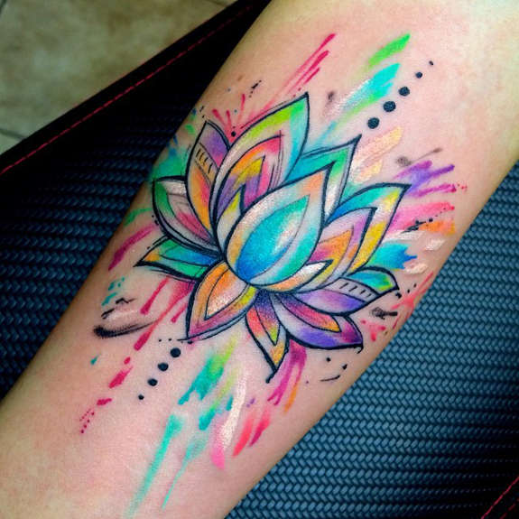 575x575 Watercolor Lotus Tattoos Ideas - Watercolor Lotus Tattoo