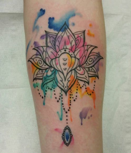 498x580 Incredible Lotus Flower Tattoo Designs - Watercolor Lotus Tattoo