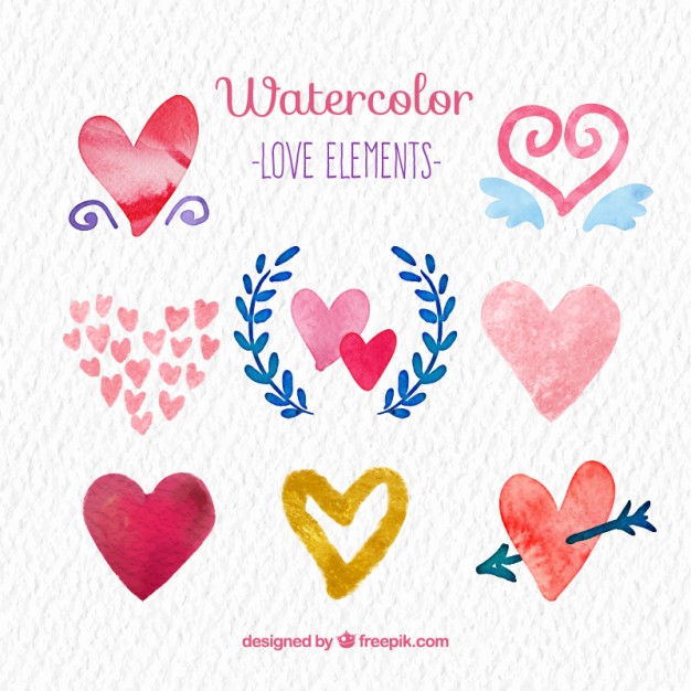 626x626 Watercolor Love Elements Stock Images - Watercolor Love
