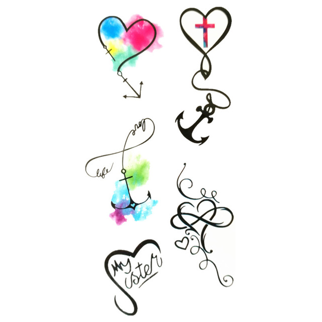 640x640 Waterproof Temporary Fake Tattoo Stickers Watercolor Love Heart - Watercolor Love