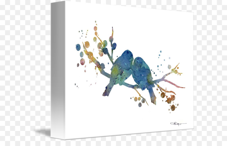 Watercolor Love Birds