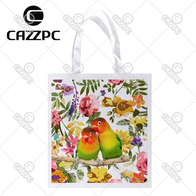 640x640 Lovebirds Bird And Watercolor Floral Print Custom Non Woven Fabric - Watercolor Love Birds