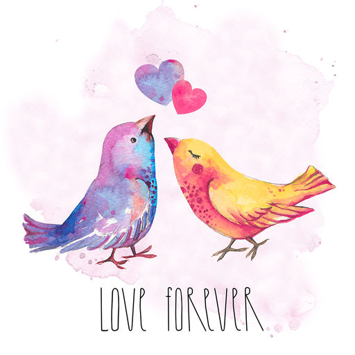 512x512 Watercolor Beautiful Birds By Rajneesh Mishra - Watercolor Love Birds