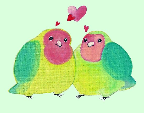 550x432 Cute Watercolor Love Birds Posters By Saradaboru Redbubble - Watercolor Love Birds
