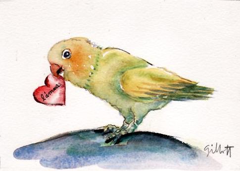 485x347 Paris Breakfasts Love Birds - Watercolor Love Birds