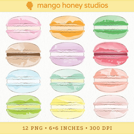 570x570 Macaron Clipart Watercolor - Watercolor Macaron