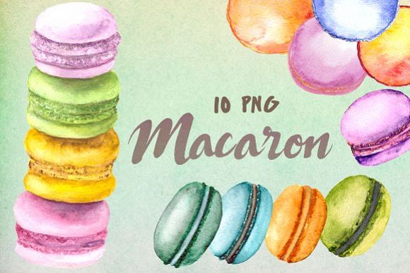 580x387 Watercolor Macaron Clip Art Set By Tati Design Bundles - Watercolor Macaron
