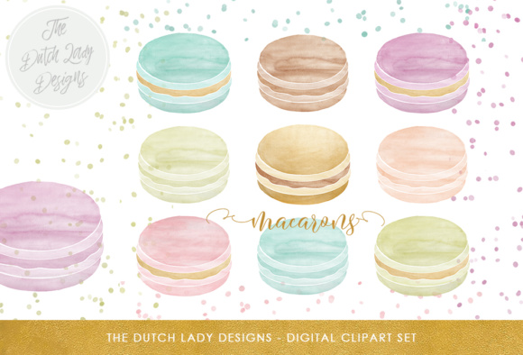 580x394 Watercolor Macaron Clipart Set - Watercolor Macaron