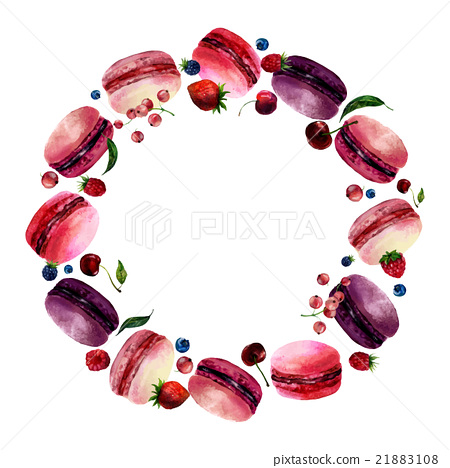 450x468 Watercolor Macaron Round Frame - Watercolor Macaron