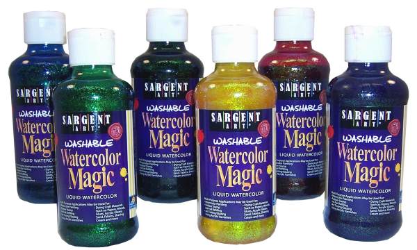 600x360 Watercolor Magic Glitter Paint 6 Color Assortment, Sargent Art - Watercolor Magic